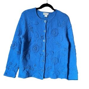 EUC Talbots Women's 100% Wool Cardigan Blue Colour Size Medium